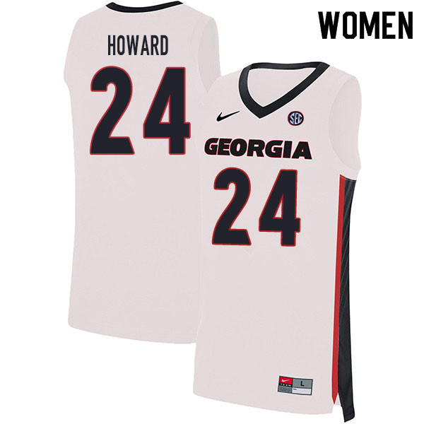 2020 Women #24 Rodney Howard Georgia Bulldogs College Basketball Jerseys Sale-White - Click Image to Close